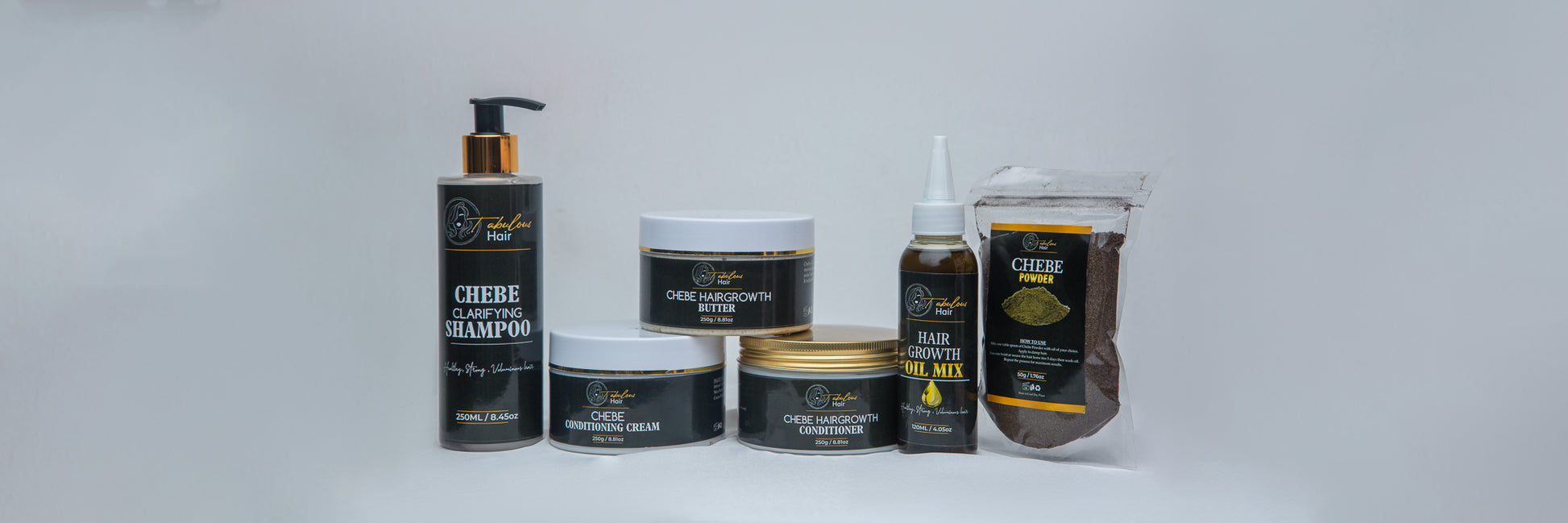 Chebe clarifying shampoo, Chebe hair butter, chebe hair growth oil, chebe powder, chebe conditioner, chebe leave-in