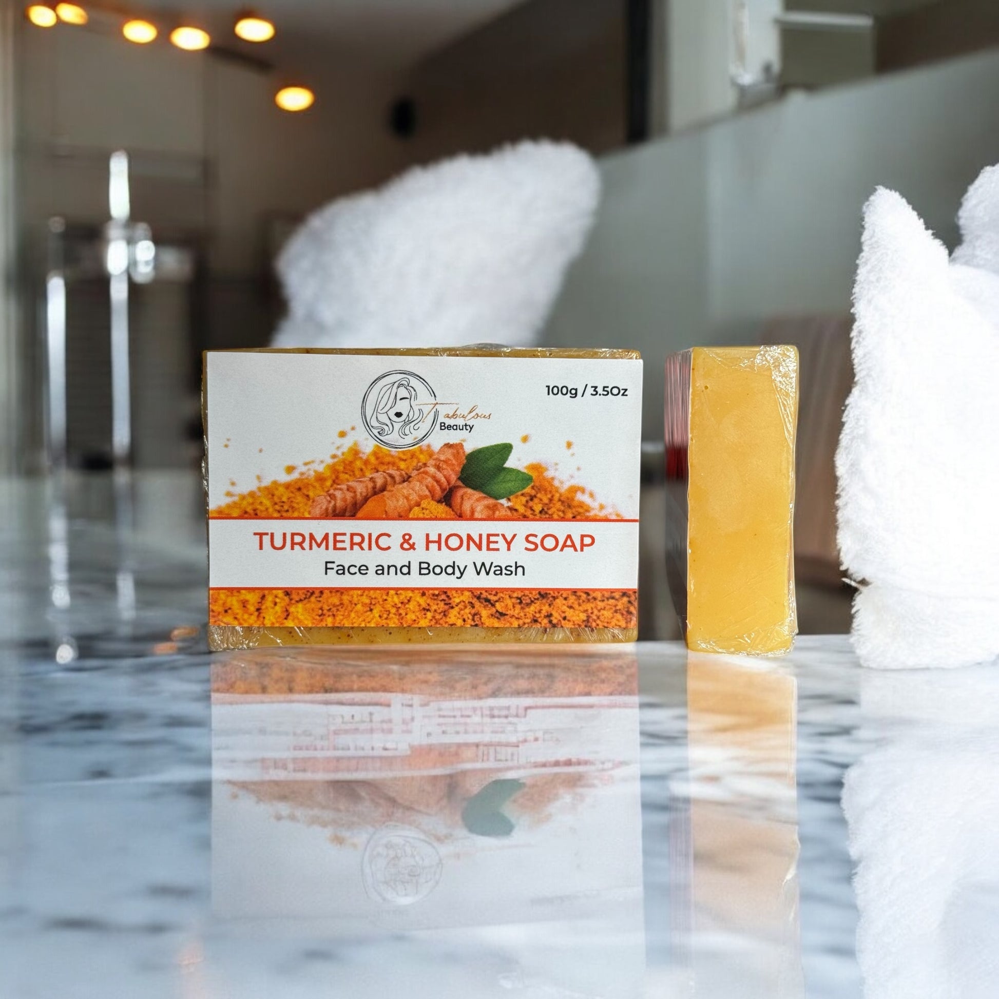 Natural Turmeric and Honey Soap Bar for Glowing Skin; Brightening and Anti-Acne Turmeric Honey Bar Soap; Handmade Organic Turmeric and Honey Skincare Soap